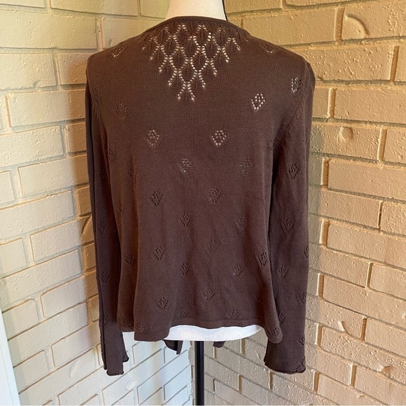 Sundance Long Sleeve Open Front Waterfall Cardigan Sz Petite Large L Open Weave - Picture 4 of 7